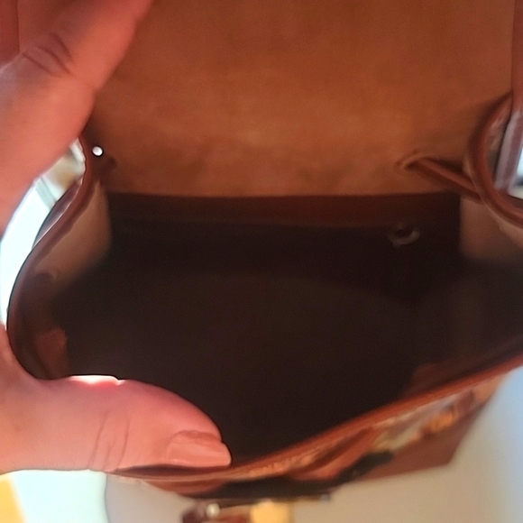 Patricia Nash Leather Saracena Flap Vintage Travel Sticker Drawstring Backpack - Picture 4 of 7